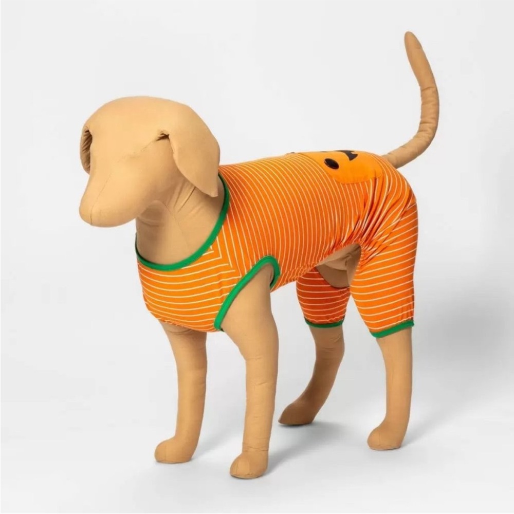 Pumpkin 🎃 Dog Orange Halloween Pajamas, Size Medium and XXL